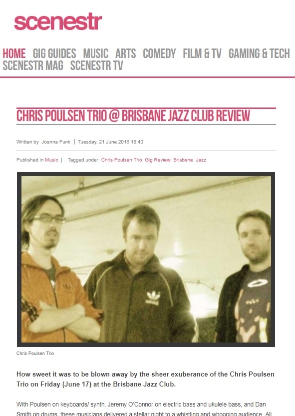 Chris Poulsen Trio review in Scenestr